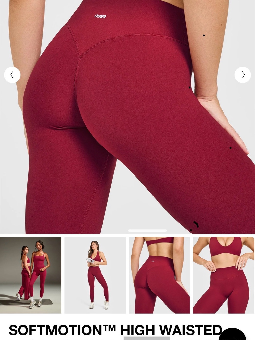 Oner Active RubyRed High-Waist Leggings - Soft Motion - New Without Tags - Small